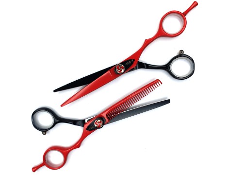 GEPARD zestaw fryzjerski degażówki i nożyczki praworęczne 6,0 + futerał grzebienie, fryzjerskie do strzyżenia włosów do salonu linia Superior - 2