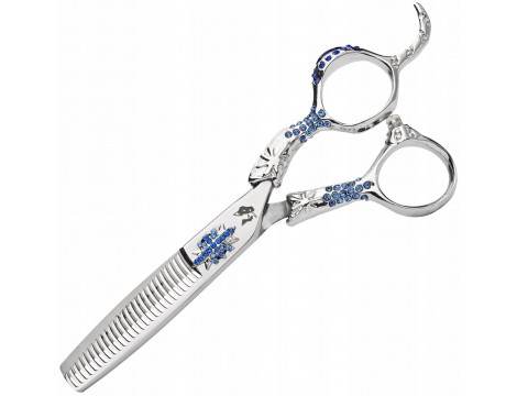 WOLF Degażówki nożyczki praworęczne 6,0 Sapphire offset fryzjerskie do strzyżenia włosów do salonu linia Professional